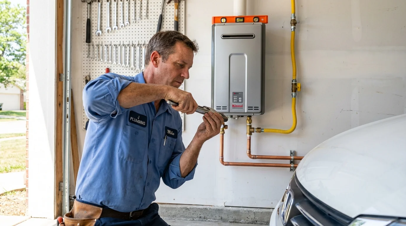 Tankless water heater installation by a Johns Plumbing LLC plumber in Folsom
